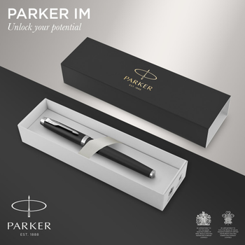 Pióro wieczne Parker IM Essential Matte Black Fountain Pen with Chrom Niebieskie (3026981436383)