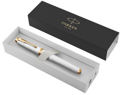 Ручка пір'яна Parker IM Premium White and Gold Fountain Pen with Chrom Синя (3026981436499)