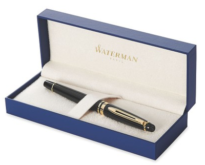 Ручка пір'яна Waterman Expert Essential Black GT Синя (3501170951644)