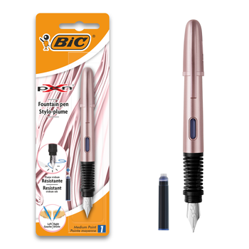 Ручка пір'яна BIC X-Pen Chrome Pink Синя (3086123714533)