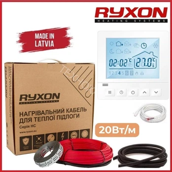 Теплый пол Ryxon 0,5м²-0,6м²/ 100Вт (5м) нагревательный кабель под плитку 20Вт/м с программируемым терморегулятором AC819H