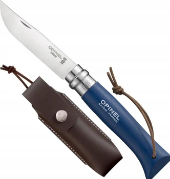 Туристичний ніж з ремінцем і чохлом 85мм, граб Opinel Colorama 08 Blue 001891