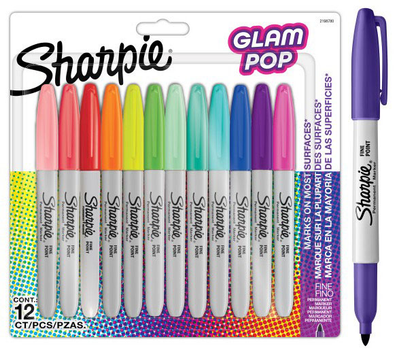 Zestaw markerów Sharpie Permanent Marker Fine Glam Pop 12 szt (3026981987809)