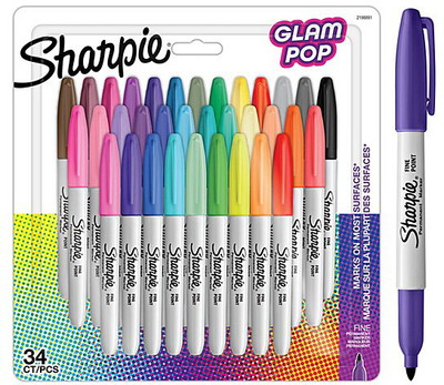 Набір маркерів Sharpie Permanent Marker Fine Glam Pop 34 шт (3026981988912)