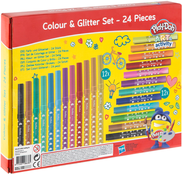 Набір для малювання Hasbro Play-Doh Art Activity Colour & Glitter 24 предмети (8715427086385)
