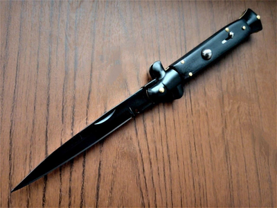 Нож Выкидной (на кнопке) Стилет (итальянский дизайн) Черный