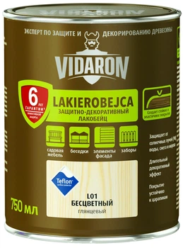 Лак тонуючий деревозахисний Лакобейц Vidaron L01 безбарвний 750 мл