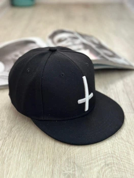 Кепка снепбек (Snapback) с перевернутым крестом Черный 56-61р (9059)