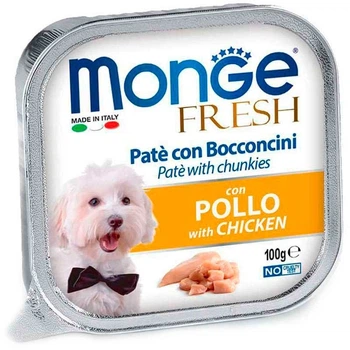 Monge (Монж) Dog Fresh Chicken – Консервований корм із куркою для собак (шматочки в паштеті), 100 г