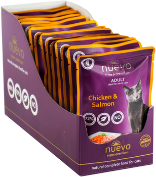 Mokra karma dla kotów Nuevo Adult z kurczakiem i łososiem 85 g x 16 szt. (4250231599019)
