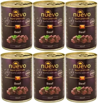 Упаковка консерв для кішок Nuevo Adult з яловичиною 6 шт. 400 г (4250231595691)