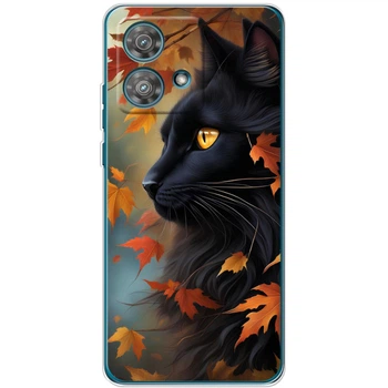 Силіконовий Чохол з Картинкою для Motorola Edge 40 Neo Принт (Чорний Кіт) (50711-ysm007)