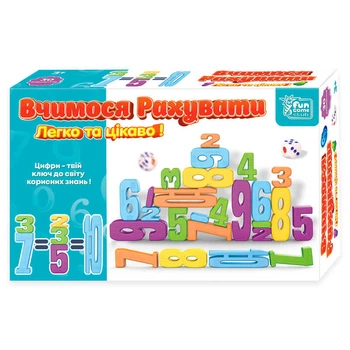 Математична гра "Вчимося рахувати" 44735 "4FUN Game Club", 30 елементів, кубик, в коробці
