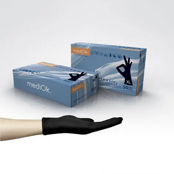 Рукавички нітрилові MediOk BLACK неопудрені, розмір L, 100 шт.