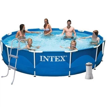 Каркасный бассейн с фильтром Intex 366x76 см, с лестницей. тентом и подстилкой, 6503 л (IP-172901)
