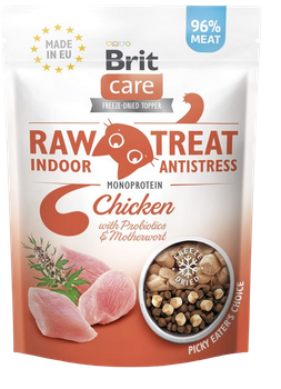 Лакомство для кошек Brit Care Raw Treat Indoor & Antistress Freeze-dried с курицей 40 г (8595602569557)