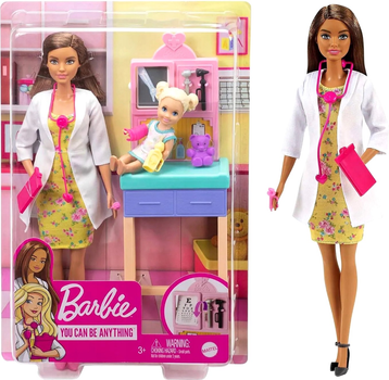 Лялька Mattel Barbie Кар'єра педіатра Брюнетка 30 см (0887961918632)