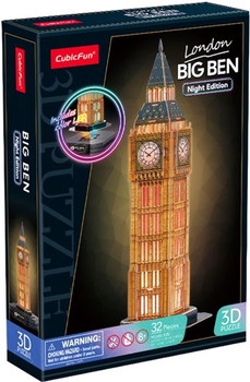3D-пазл Cubic Fun Big Ben нічна версія 32 деталі (6944588205379)