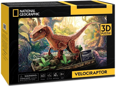 Puzzle 3DCubic Fun National Geographic Welociraptor 63 elementy (6944588200534)
