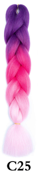 Канекалон Jumbo Braid омбре трехцветный фиолетовый малиновый розовый светло-розовый коса 60 см Вес 100 грам Термостойкий С25
