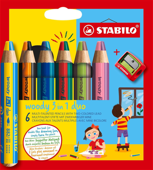 Набір кольорових олівців Stabilo Woody 3 in 1 Duo 6 шт (4006381568500)