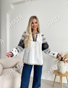 Жіноча вишиванка "Веснянка" M біла (5613)
