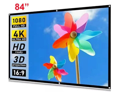 Екран для проектора 84 " дюйми SOFT LIGHT 16:9 настінний портативний Стрейчева тканина біла матова В комплекті кріплення для дома та вулиці