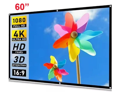 Екран для проектора 60 " дюймів SOFT LIGHT 16:9 настінний портативний Стрейчева тканина біла матова В комплекті кріплення для дома та вулиці