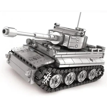 Дитячий конструктор Sd.Kfz.181 Танк тигр 457 деталей із фігурками блочний сірий (21-7-89004)