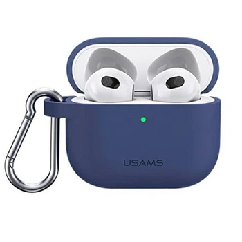 Чохол Usams US-BH741 Silicon with Carbine для Apple AirPods 3 Blue (BH741AP02)