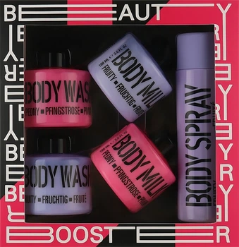 Набір "Рожева півонія і фруктовий пурпур" - Mades Cosmetics Beauty Booster (sh/gel/2x100ml + b/ilk/2x100ml + b/spray/100ml) (1110439-97997)