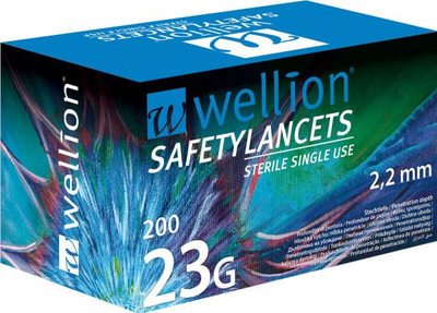 Безопасные одноразовые ланцеты Wellion 23G (2,2mm)