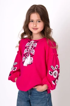 Вышиванка для девочки Mevis 4895-06 128 cм малиновый
