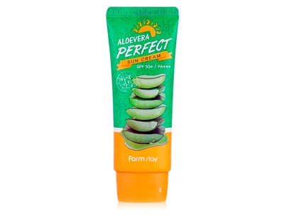 Увлажняющий солнцезащитный крем для лица с экстрактом алоэ вера FarmStay Aloevera Perfect Sun Cream SPF 50+ PA+++, 70г (8809809804817)