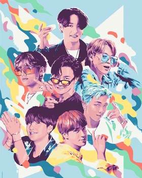 BTS  ファインアート　スクリーンプリント Картини за номерами BTS : ціна, відгуки, продаж | Купити Картини