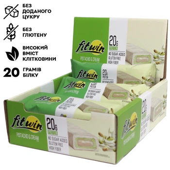 Батончик Protein Bar 20%, 12x60 грамм Фисташковый крем FitWin (fit0018270)
