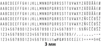 Касса букв и знаков латинская раскладка Shiny S-623 высота 3 мм Lat (4710850006232)