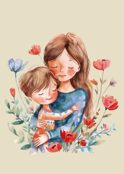 Листівка Cardsforsoul Мама з хлопчиком в маках 10,5 Х 14,8 см