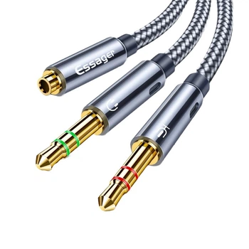 Кабель ESSAGER TEANA Headphone Audio Splitter 3.5mm Female to Dual 3.5 mm Jack Male Aux Cable (EYPS35-TLB0G)