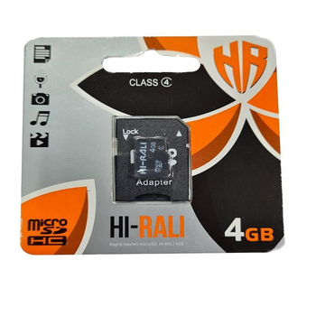 Карта памяти micro-SDHC 4Gb Hi-Rali Class 4 + адаптер SD (53679)