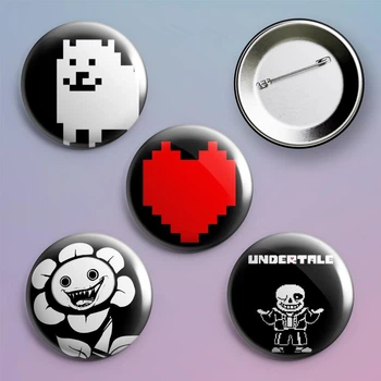 Закатные значки Undertale Андертейл металлические на булавке 56 мм 4 штуки в комплекте