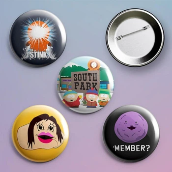 Закатные значки Южный парк South Park металлические на булавке 56 мм 4 штуки в комплекте