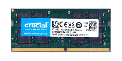 Оперативная память для ноутбука Crucial DDR4 16GB 3200MHz SO-DIMM PC4-3200AA (CT16G4SFRA32A.C16FP)