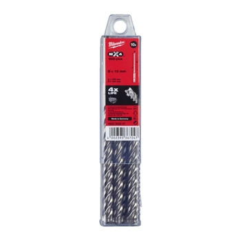 Бур SDS-PLUS MX4 MILWAUKEE, діаметр 10,0х165х100мм, (10шт), пластикова коробка