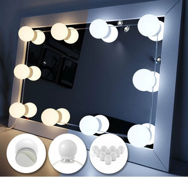 Підсвічування для дзеркала LED Vanity Mirror Lights з регулюванням яскравості, 10 ламп на липучках (6500k)