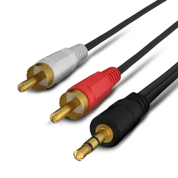 Аудіо кабель 2 RCA на 3.5 мм міні джек AUX довжиною 1.5 метра ( 2 rca to 3.5 mm, 1.5m )