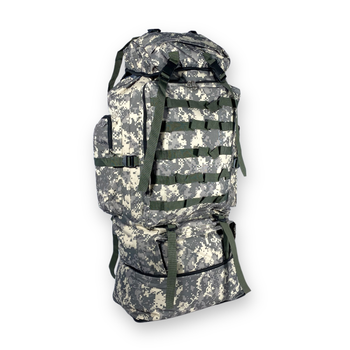 Тактично-туристичний рюкзак з розширенням, 90 л, розмір: 90(75)*40*25 см, сіро-зелений піксель