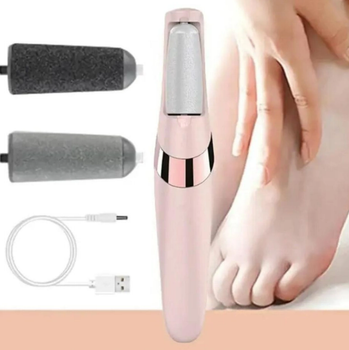 Роликовая пилка для пяток пемза с 2 роликами электрическая Wanhengda Pedi Electronic Розовая (D-2019091574)