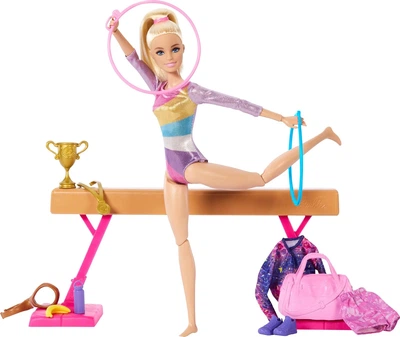 Ігровий набір Лялька Барбі Блондинка Тренування з гімнастики Barbie You Сan Be Gymnastics Playset, Blonde (HRG52)