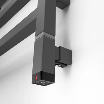 Тен для рушникосушки Terma ONE 30x30 з регулятором, 600 Вт, колір чорний матовий (прихований монтаж кабеля)
